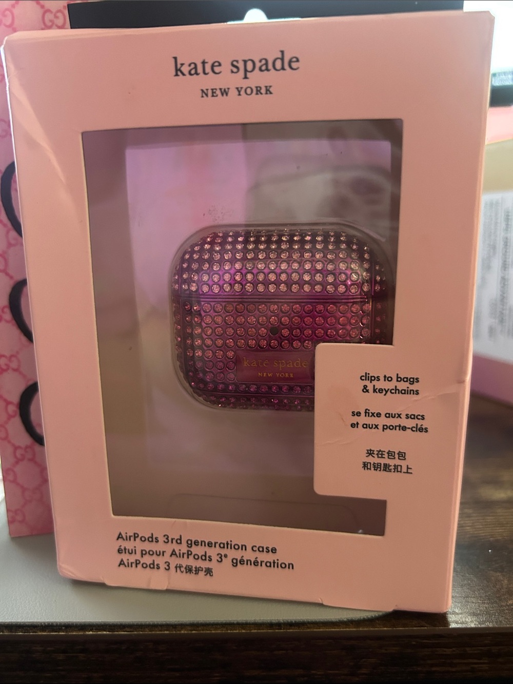 NWT Kate ♠️ Spade Pink Crystal Embellished AirPods 3 Case